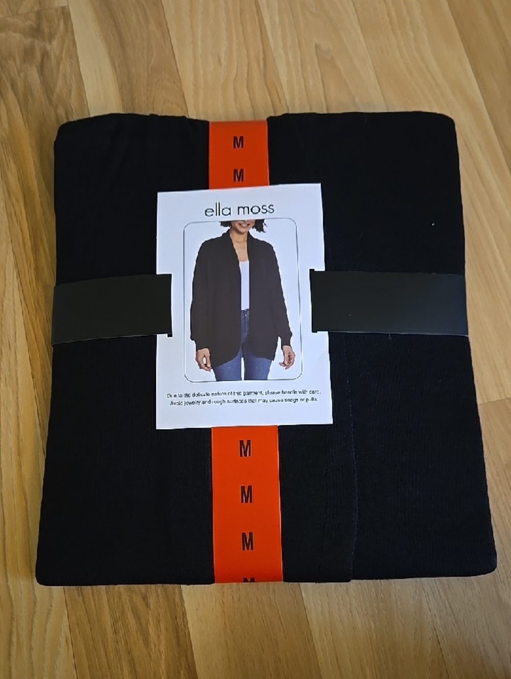 Ella Moss Black Open-Front Cardigan